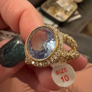 Bomb Party Gold-Plated Ring with Blue Gemstone